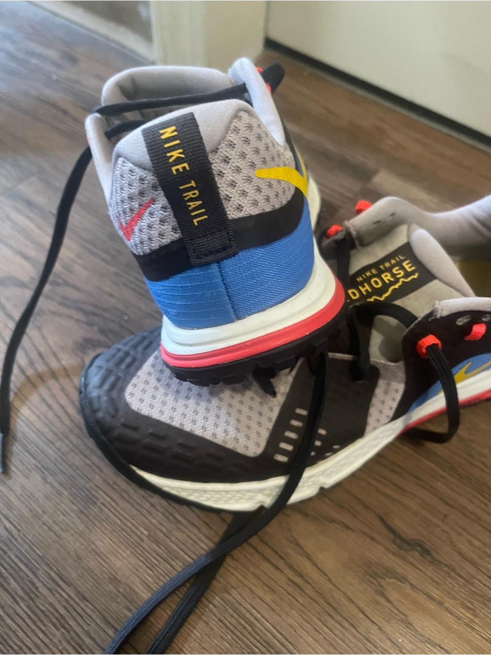 Nike women Grey Blue Trail Sneakers with Yellow Accent